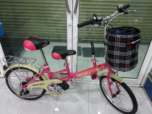 จักรยาน3ที่นั่ง พับได้ มีแฮนด์จับและที่วางเท้า สำหรับเด็ก ASOGO มีของพร้อมส่งทุกจังหวัด