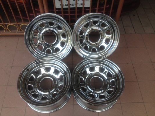 ล้อ อเมกาเเท้ขอบ15กว้าง7นิ้ว6รู139 โครมเมียมเดิมๆเงาวิ้งสภาพสวยๆเดิมๆญี่ปุ่น