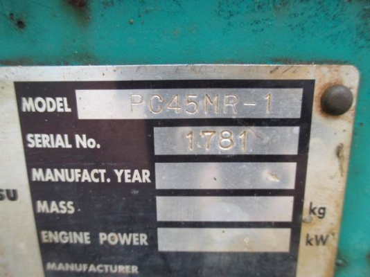 .ขายรถเก่านอกแท้ 100\% KOMATSU รุ่น : PC45MR-1 มีเอกสารอินวอย .ขายรถเก่านอกแท้ 100\% KOMATSU รุ่น : PC45MR-1 มีเอกสารอินวอย