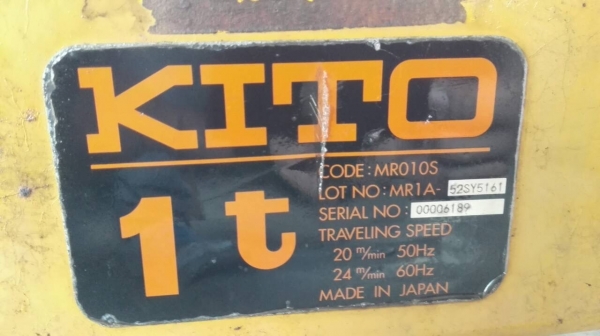 ====== Sold Out!! ====== ตัวเดินรอก KITO 1 Ton. 380V. สภาพสวย สด ใหม่!!