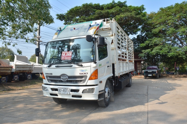 HINO MEGA  FG 220 hp CNG  กระบะเหล็กคอกสูงยาว 7.20 m