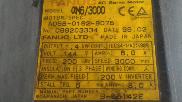 AC SERVOMOTER เซอร์โวมอเตอร์ FANUC จากญี่ปุ่น ขนาด 1400 W.