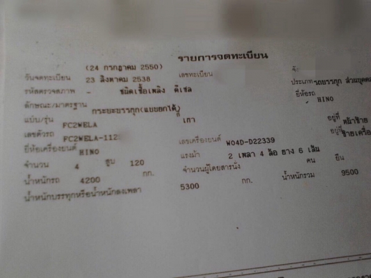 ขายรถ6ล้อดั้มพ์ HINO FC2WELA เครื่อง 120แรงม้า ปี38 สนใจโทร 081-970-1072