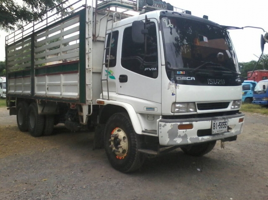 10ล้อเพลาเดียวISUZU DECA200 ยูโร2 จดปี46 ใบไม้เขียวแท้กระบะยาว6.35เมตร