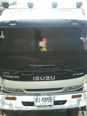 10ล้อเพลาเดียวISUZU DECA200 ยูโร2 จดปี46 ใบไม้เขียวแท้กระบะยาว6.35เมตร