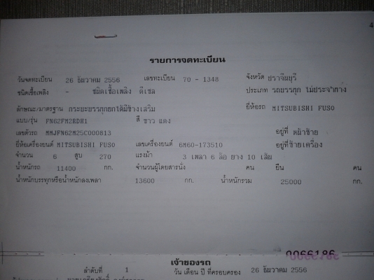ขายดาว์นรถบรรทุกดั้มพ์สิบล้อFuso270ปี2556