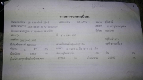 รถ 10 ล้อบรรทุกน้ำ Nissan UD 1 เพลา เครื่อง 175