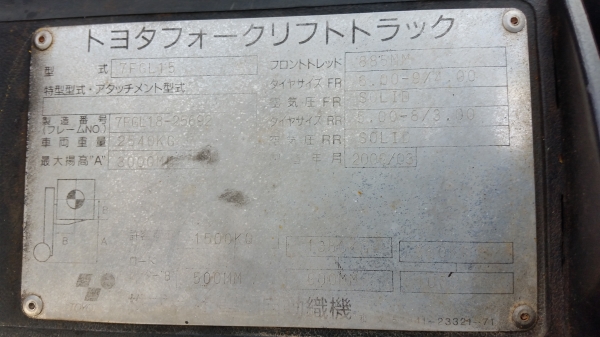 ขายด่วนรถยก TOYOTA 7FGยก1.5ตันเสาสูง3เมตรยางตันหน้าหลังรถนอกนำเข้ายังไม่เคยใช้งานในเมืองไทยเลย=รุ่นใหม่ขายถูกๆๆ