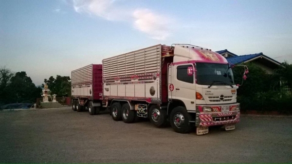 ขายรถสิบล้อ HINO FM2P 380แรง ปี56  ถุงลมยกล้อ พ่วงแม่ลูกดัมพ์คอกเกษตร มิเนียมชุดใหญ่ อู่ ธวัชชัย