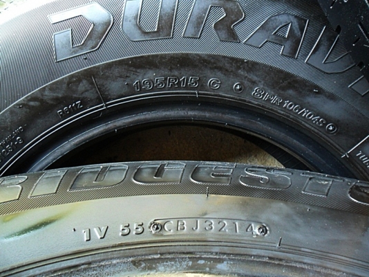 ยางกระบะขอบ15 บริดสโตน195-R15ลงพื้นปี15(4เส้น 4,500บ)