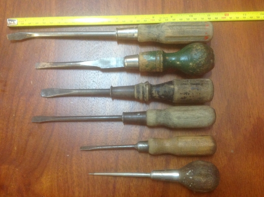 ขายไขควงด้ามไม้โบราณ U.S.A. ชุด 6 ตัว