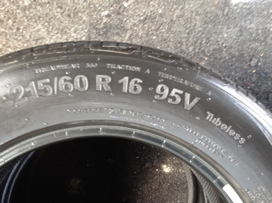 ยางContinental 215 60R16 ปี2014 สภาพสวยถูกมากๆใช้ยาว