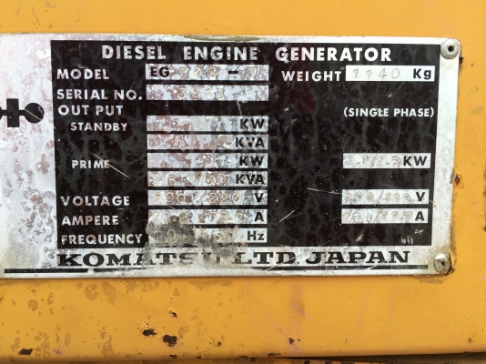 เครื่องปั่นไฟ Komatsu 30KVA พร้อมใช้งาน เครื่องยนต์ ้Komatsu ไดร์ Taiyo 081-8481185 091-4902228,(เอ)
