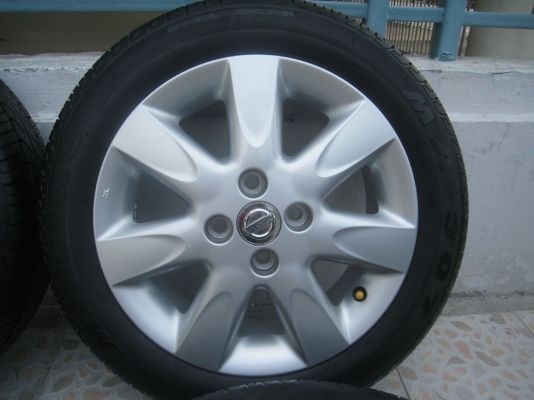 ขายล้อแม็กเดิม nissan march 15"x5.5"  4/100 et50 +ยางปี12(081-3747940)