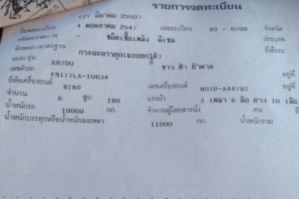 ( เปิดขายอีกรอบ ) HINO F17 วางเครื่อง HO7D  สองเพลา กระบะเหล็กดั๊ม เบรคทิฟฟี่