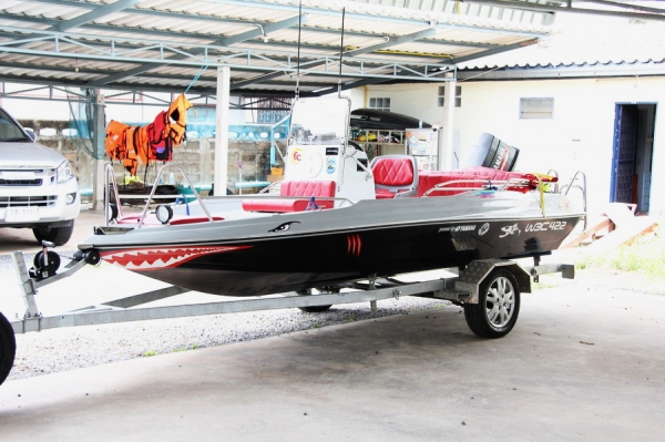 ขาย เรือ15.5ฟุต ป้อมกลางเครื่องยนต์yamaha50 2จังหวะพร้อมเทเลอร์