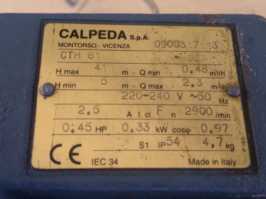 ปั๊มนํ้า 1 นิ้ว CALPEDA ITALY ปั๊มนํ้า 1 นิ้ว CALPEDA ITALY