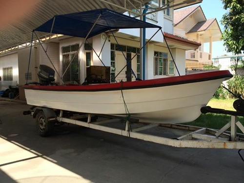 ขายเรือไฟเบอร์ 15 ฟุตพร้อมเครื่องyamaha 55 มีคลิบเรือวิ่ง
