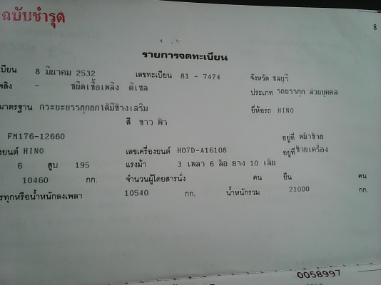 HINO เจ้าอินทรีย์ เกียร์อิตั้น เครื่องเทอร์โบ เพลาหลังZM