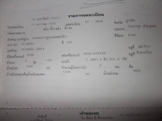 ฝากขาย รถ6ล้อดั้ม ฮีโน่ FC 120แรงสภาพพร้อมใช้