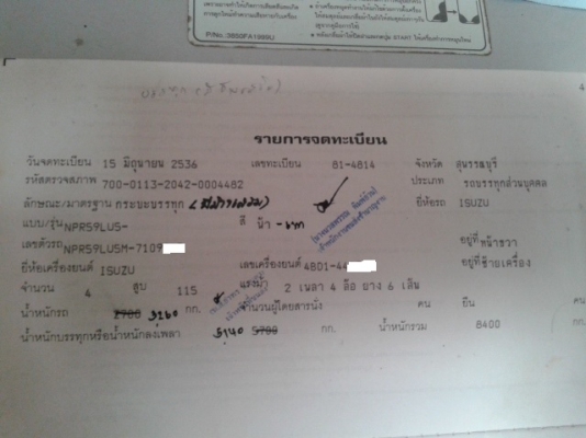 ขาย ISUZU NPR 115 แรง เอฟหน้า -หลัง จดปี 36