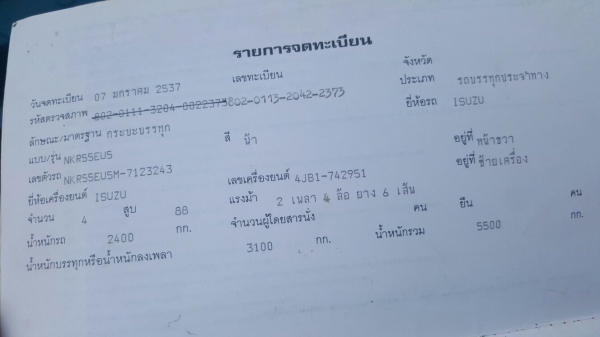 รถอีซูซุ  6  ล้อ ( ไม่ดั้ม )  88 แรงม้า. ปี 37.   สนใจติดต่อ  081 - 6079515