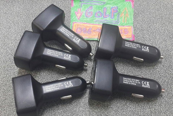 ที่วัดโวลท์ วัดอุณหภูมิ วัดกระแสไฟ 3 in 1 USB charger 2 ช่อง เสียบช่องจ่ายไฟรถ