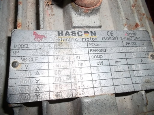 มอเตอร์ไฟฟ้า 5.5แรง3เฟสPOLE4 380v.