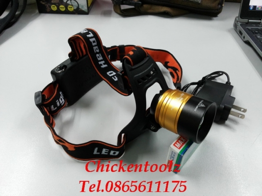 ไฟฉายคาดหัว ขนาดเล็ก น้ำหนักเบา สวมกระชับศีรษะ  ใช้ถ่านชาร์จ 18650 2 ก้อน ให้แสงสว่างมาก