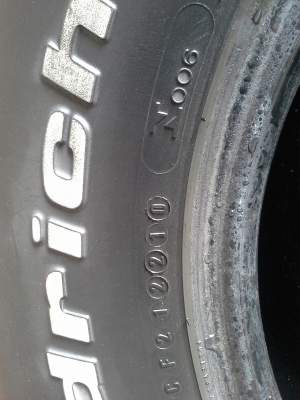 ยางBF goodrish mud km2 ขนาด 33x10.5R15 ปี10(มี2เส้น)