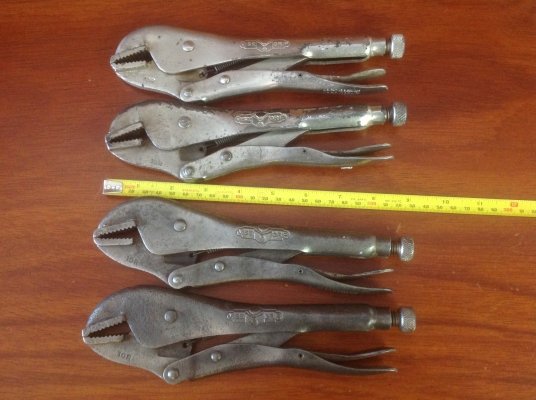 ขายคีมล็อค Vintage Petersen Vise Grip 10R สามแถวหายาก มือจับ และโลโก้คมๆ ชัดๆ ทุกตัว ขายตัวละ