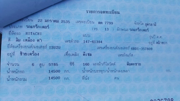 ขายแบคโฮ HITACHI EX200-2 เอกสารเล่มทะเบียนครบ เครื่องดี ปั้มดี ช่วงล่างต้องเก็บหน่อย ราคาต่อรองได้ ขายแบคโฮ HITACHI EX200-2 เอกสารเล่มทะเบียนครบ เครื่องดี ปั้มดี ช่วงล่างต้องเก็บหน่อย ราคาต่อรองได้