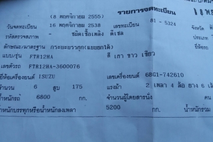 หกล้อ อีซูซุ FTR 175ดั้ม แอร์ เวอร์ ทิฟฟี สโลสกลาง สภาพดีพร้อมใช้ ทะเบียนพร้อมโอน หกล้อ อีซูซุ FTR 175ดั้ม แอร์ เวอร์ ทิฟฟี สโลสกลาง สภาพดีพร้อมใช้ ทะเบียนพร้อมโอน
