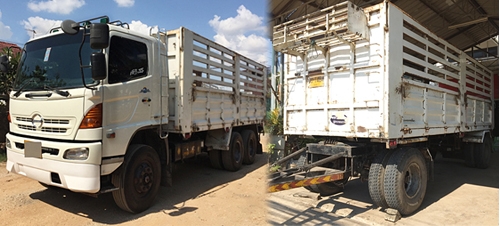 ฝากขาย HINO MEGA 320 ยูโรทู รถพ่วง 18 ล้อ กระบะเหล็กคอกสูง ไม่ดั้ม แม่ยาว 6.20เมตร ลูกพ่วงยาว 6.40เมตร