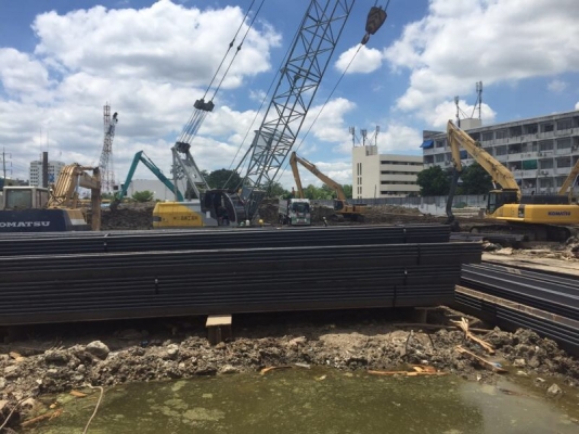 รับงาน ตอก-ถอน sheet pile , เช่า-ขาย แบคโฮ ไวโบร