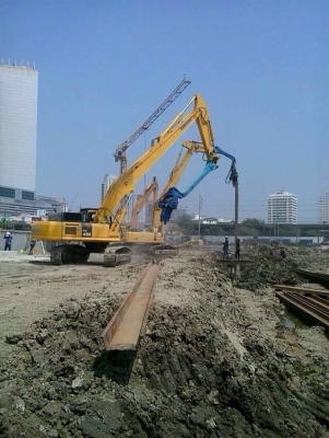 รับงาน ตอก-ถอน sheet pile , เช่า-ขาย แบคโฮ ไวโบร