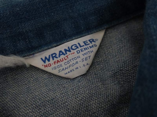 เสื้อแจ็คเก็ตยีนส์   Wrangler MADE IN U.S.A.รุ่นเก่าสามตะเข็บป้ายขาว