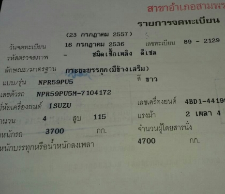 หกล้อ อีซูชุ NPR 115ปี36 ห้างแท้ เกียร์สั้น ช่วงยาว5ม สภาพดีสวยกริบบางเดิมพร้อมใช้  ทะเบียนพร้อมโอน