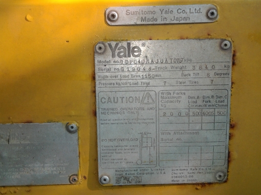 โฟร์คลิฟ Yale 2.0 ตัน เสาสูง 3.5เมตร ยางตัน สภาพสวย ใช้งานน้อย แต่ กำลังดี โฟร์คลิฟ Yale 2.0 ตัน เสาสูง 3.5เมตร ยางตัน สภาพสวย ใช้งานน้อย แต่ กำลังดี