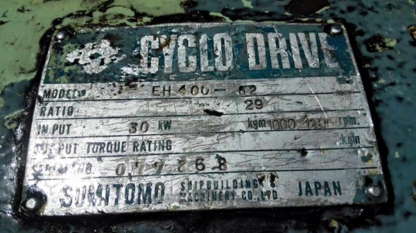 === ขายแล้วครับ!! === หัวเกียร์ทดยักษ์ Cyclo Drive Sumitomo อัตราทด 1:29 ความเร็วรอบ 50 RPM. ใช้กับมอเตอร์ 60-100 HP. สภาพสวย สด แน่น พร้อมใช้งาน!!