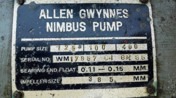 ==== SOLD ==== ปั้มน้ำหอยโข่ง ALLEN GWYNNES GERMANY เข้า 5"- 4" ชนมอเตอร์ VEM 40 HP. 380V. สวยสดพร้อมใช้.