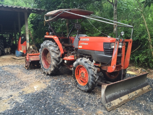 ขายรถไถ KUBOTA L4508DI เอกสารเล่มทะเบียน ใบมีดดันหน้า 6 จาน จอบหมุน ราคา 270000