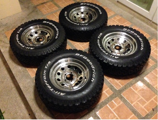 ล้อกะทะ15 Made in Usa กว้าง 7.5 นิ้ว พร้อมยาง BF Goodrich 235 75 15 ราคาสุดค้ม