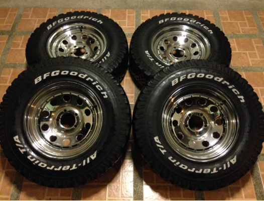 ล้อกะทะ15 Made in Usa กว้าง 7.5 นิ้ว พร้อมยาง BF Goodrich 235 75 15 ราคาสุดค้ม