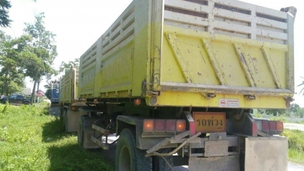 ขายรถบรรทุก 22 ล้อพ่วงแม่ลูกดัมพ์ HINO MEGA 380 แรงม้าปี 2554 ลูกพ่วงสามมิตร 3 เพลา ราคา 2600000