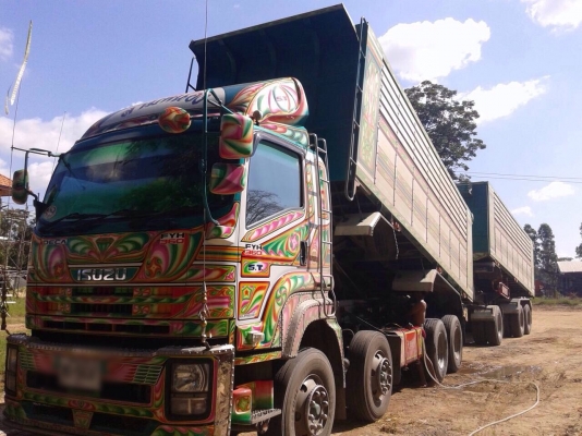 ขายดาว์น Isuzu 360 ปี 57 กระบะดัมพ์แม่ลูกอู่เอสที แม่ 12 ล้อ ลูก 3 เพลาแท้ ไมล์ 178,xxx