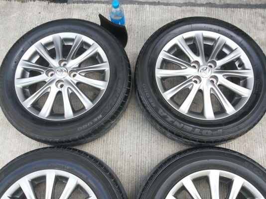 ล้อแม็กสีรมดำแท้ vios 12ก้าน ใส่ yaris colola ได้ ทุกรุ่น ใส่แล้วสวยมาก ล้อสวยทุกวง  ยางบริสโตน 185 60 15