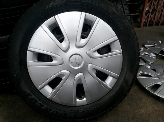 ล้อกะทะมิราจ mitsu mirage ขอบ14 4รู100 ยาง 165 65 14 ต้นปี13