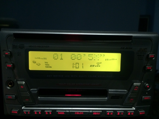 JVC KW-MZ64 CD-RW MD-RW AUX เปลี่ยนสีไฟหน้าจอ ปรีเอ้า1ชุด คุมกล่องCD มือ2 ญี่ปุ่น