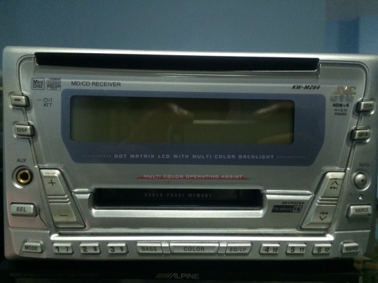 JVC KW-MZ64 CD-RW MD-RW AUX เปลี่ยนสีไฟหน้าจอ ปรีเอ้า1ชุด คุมกล่องCD มือ2 ญี่ปุ่น